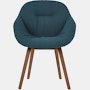 A front view of the  AAC 123 Soft Mono About A Chair Upholstered Armchair with a wood base.