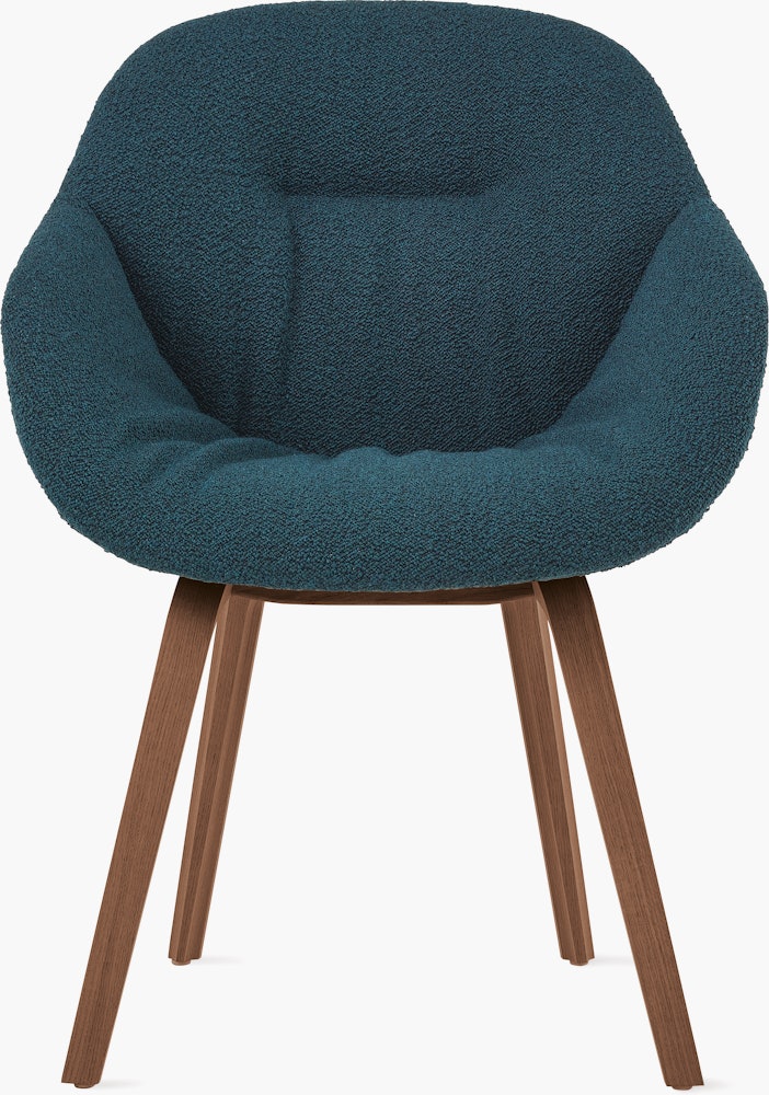 A front view of the  AAC 123 Soft Mono About A Chair Upholstered Armchair with a wood base.