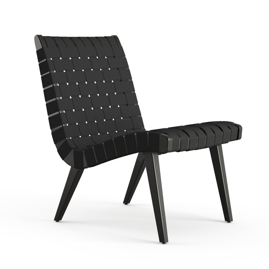 Risom Lounge Chair - Armless, Charcoal Sunbrella, Ebonized Maple