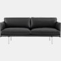 Outline Sofa - 2 Seater - 67" - Refine Leather, Black, Aluminum Base