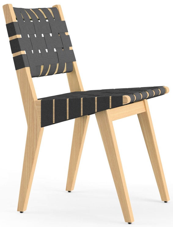 Risom Side Chair - Dark Grey Cotton, Clear Maple