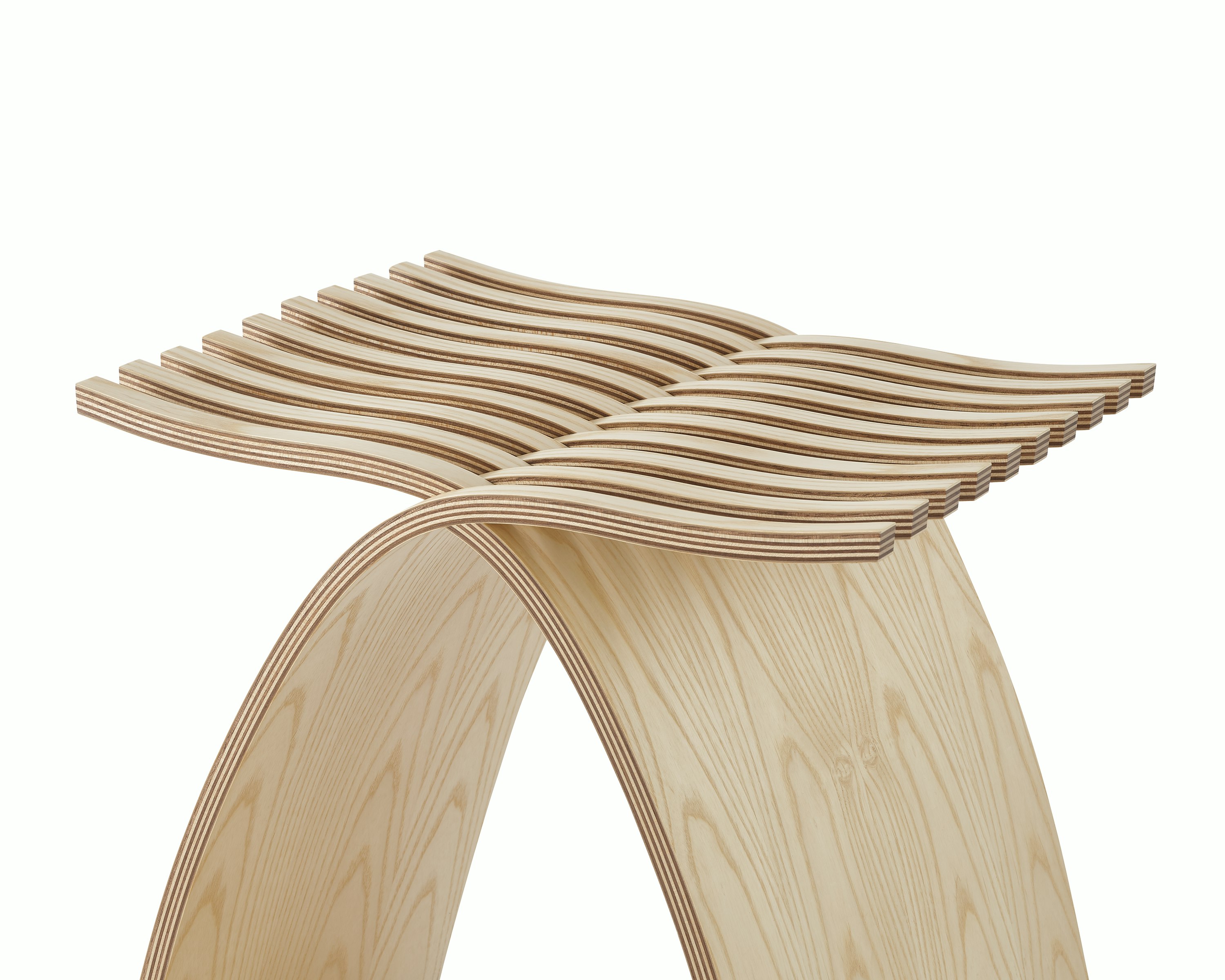 Close up detail of the interlocking fingers of the Capelli Stool.