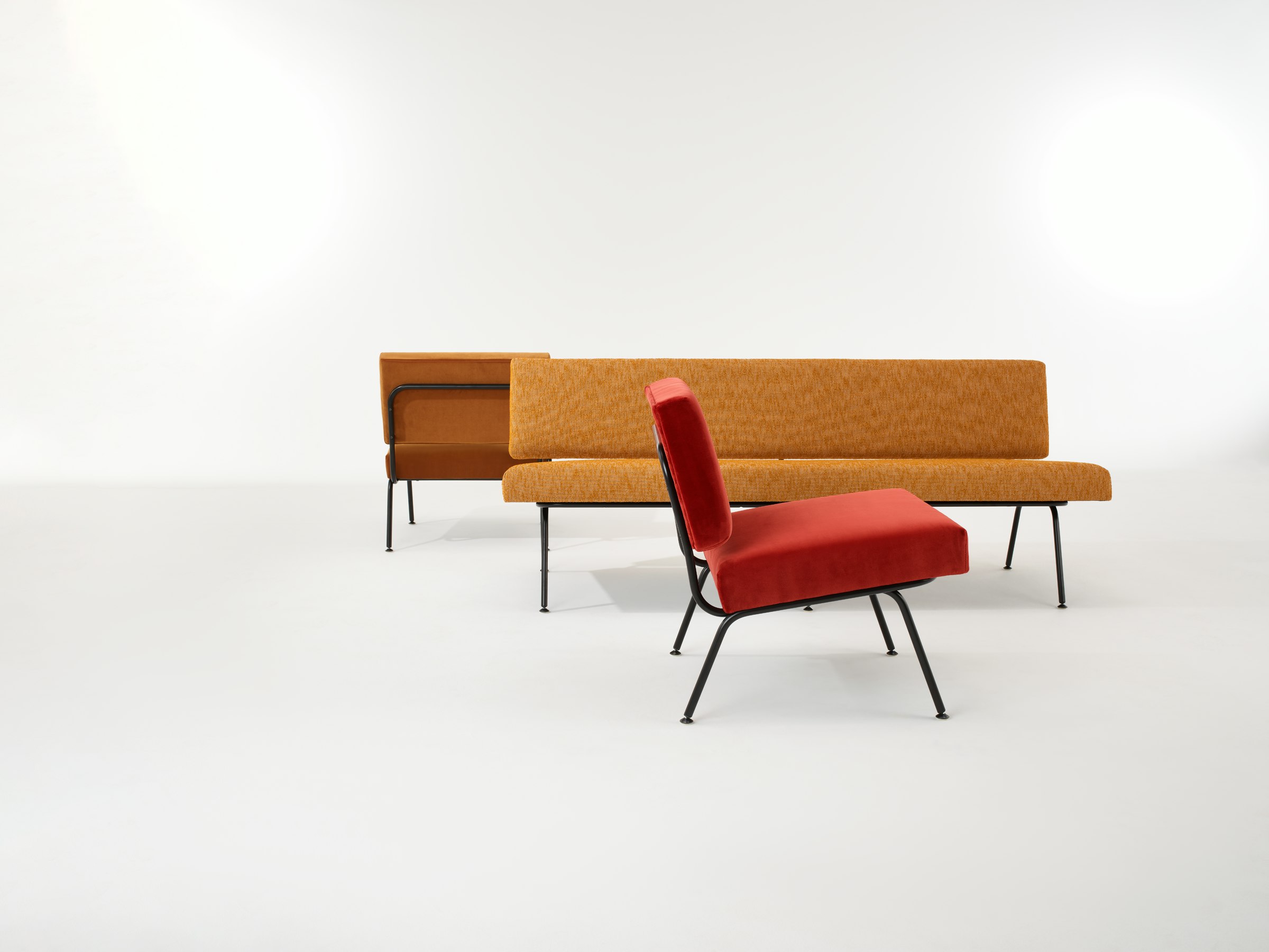 A family shot of a Model 31 lounge chair and a Model 33 sofa.