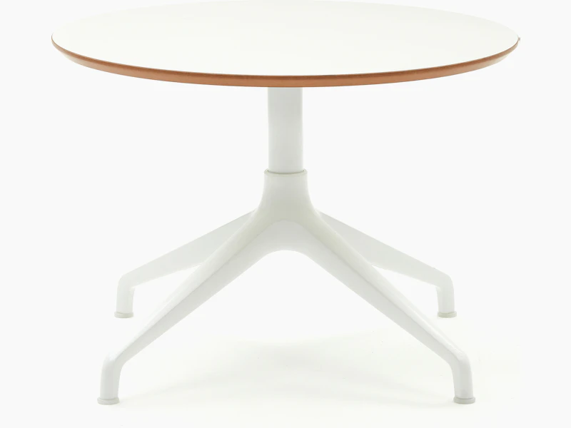 Ali Coffee Table with white 4 star base and circular white mfmdf table top.