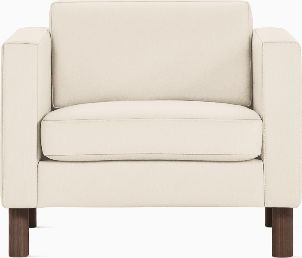 Lispenard Arm Chair in light beige leather  with 6" legs.