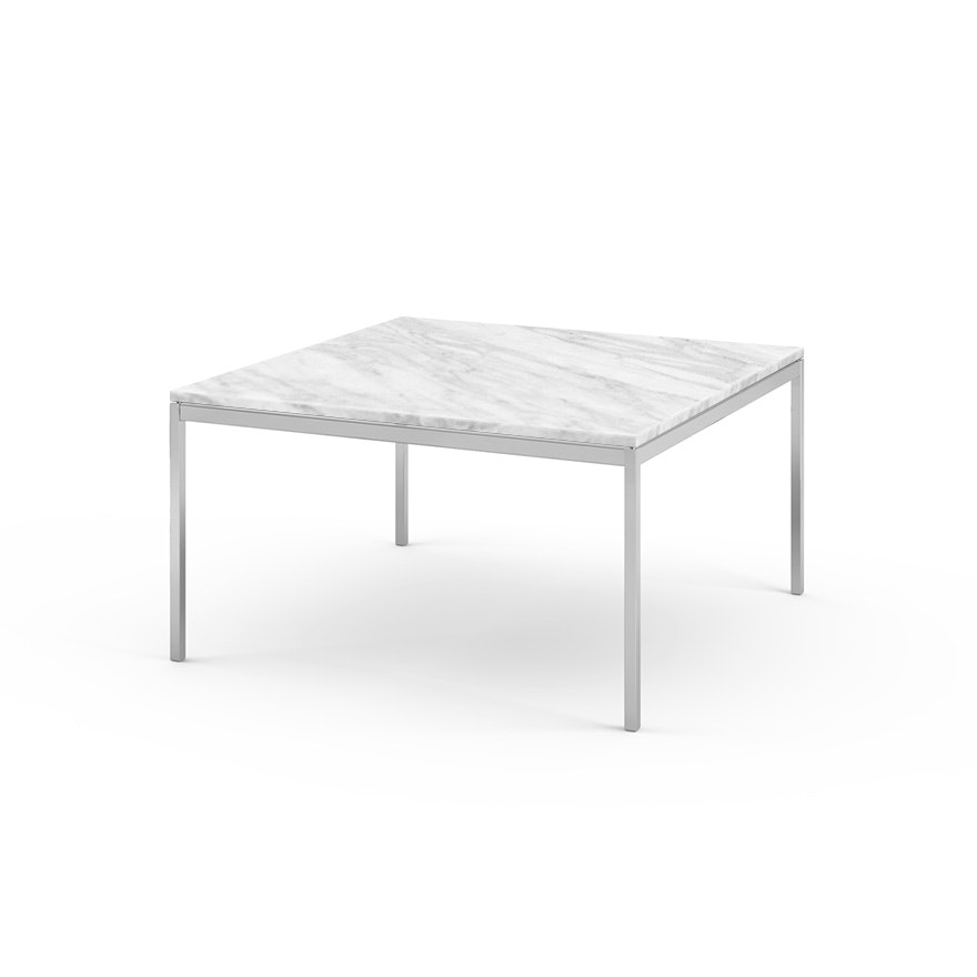 Florence Knoll Square End Table  - 35.5, Satin Carrara, Polished Chrome