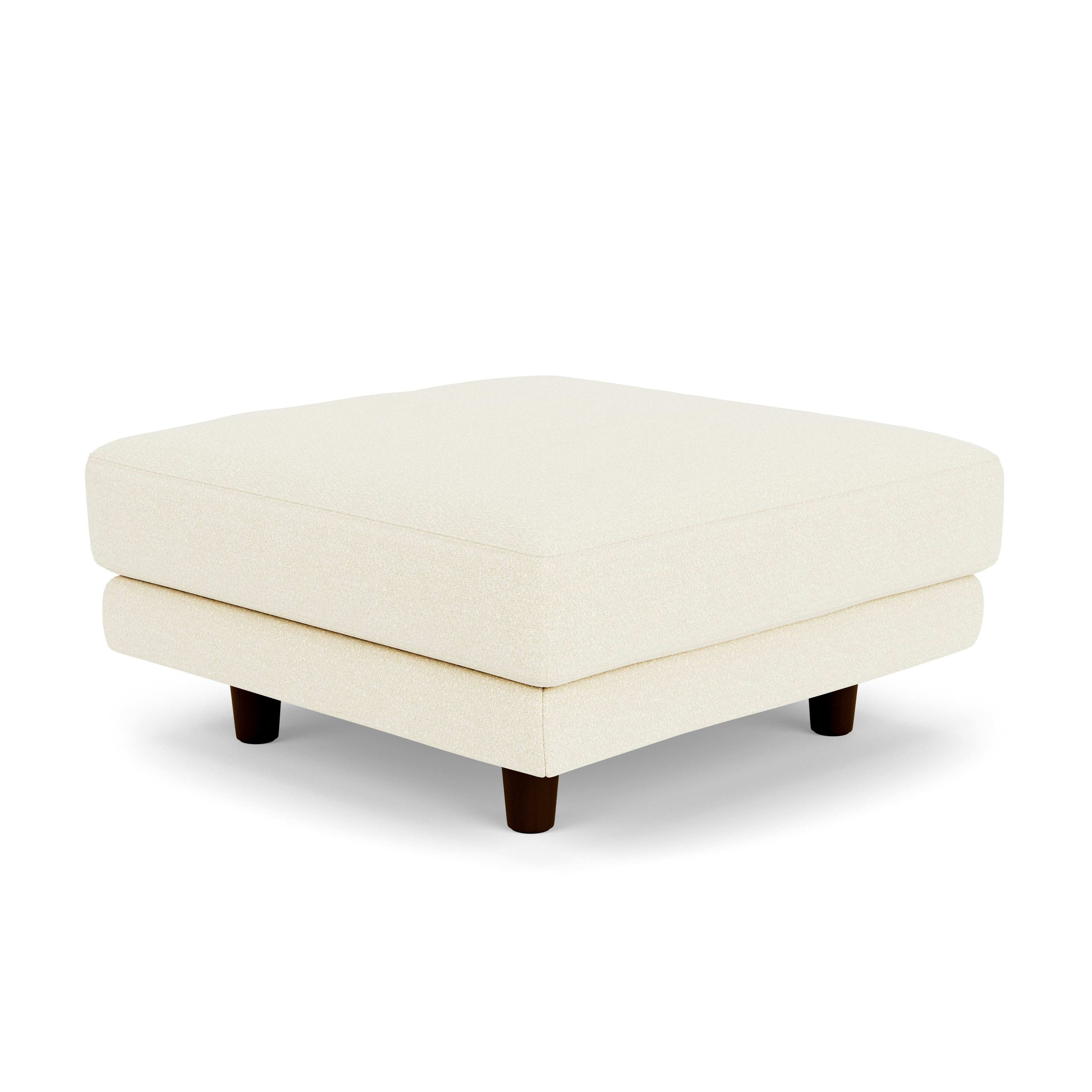 D'Urso Ottoman - Knoll Boucle, Pearl, Burnt Walnut on Oak