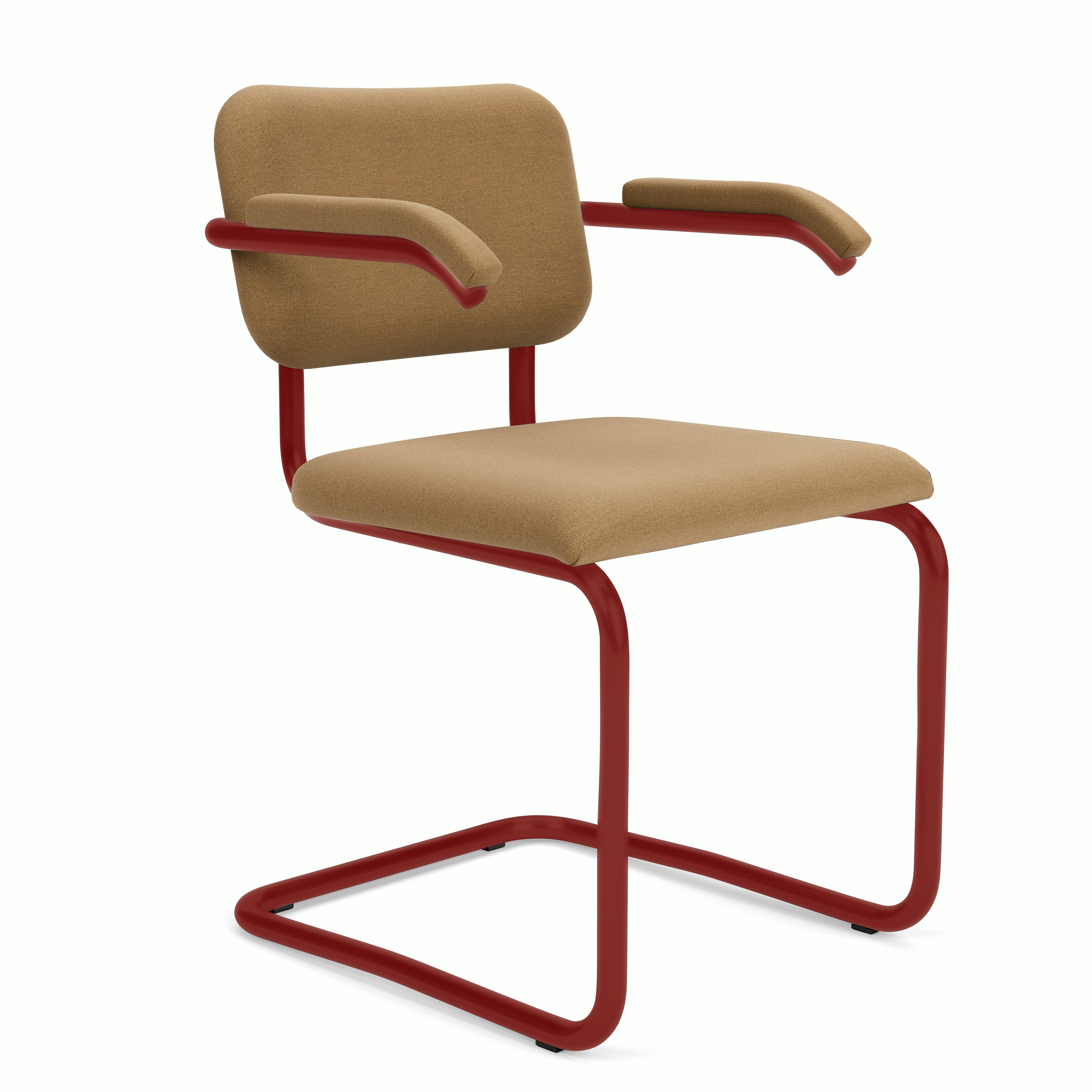 Cesca Upholstered Chair - Armchair,  Fully upholstered,   hourglass,  latte,  red frame