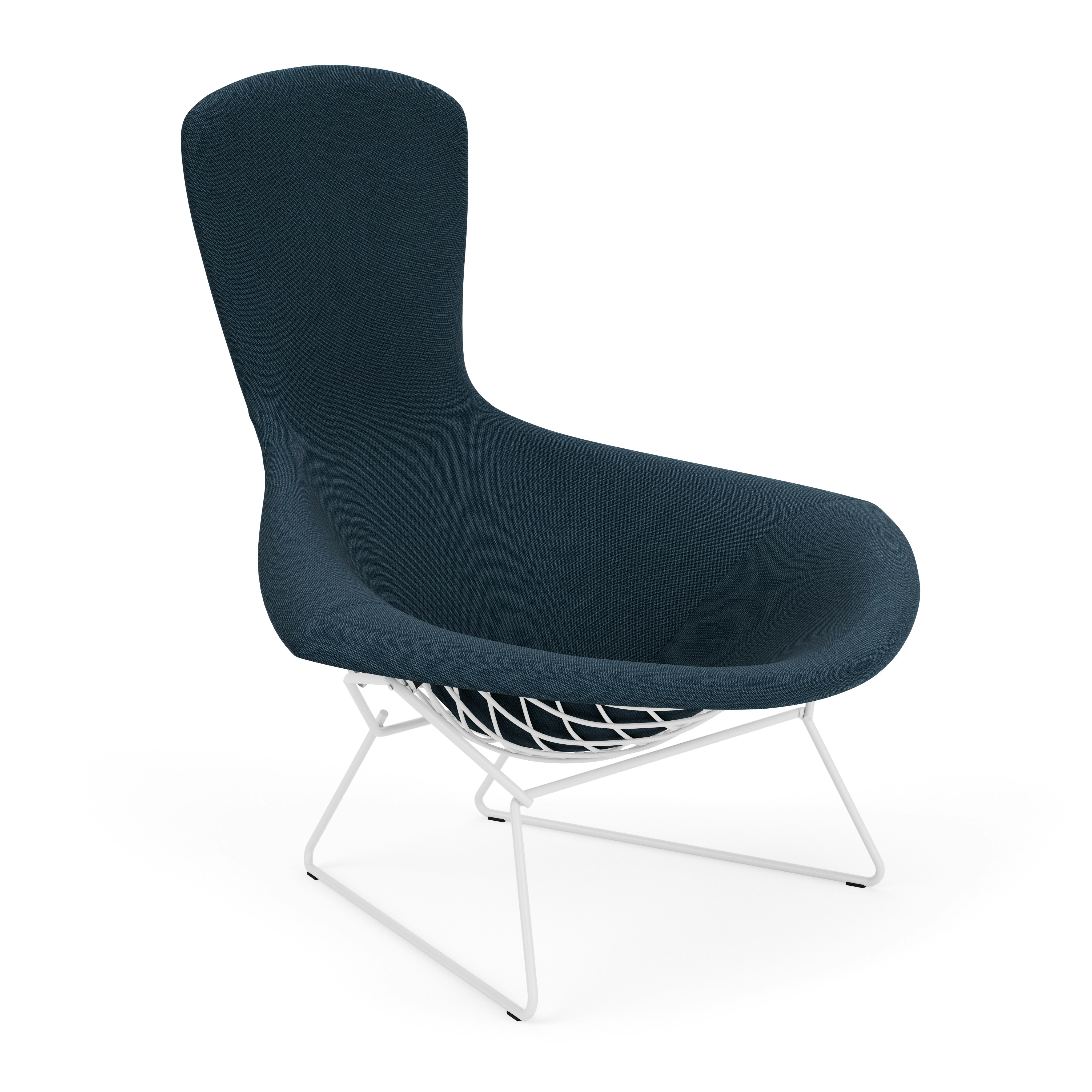 Bertoia Bird Lounge Chair, White, Full Cover, Hourglass, Indigo