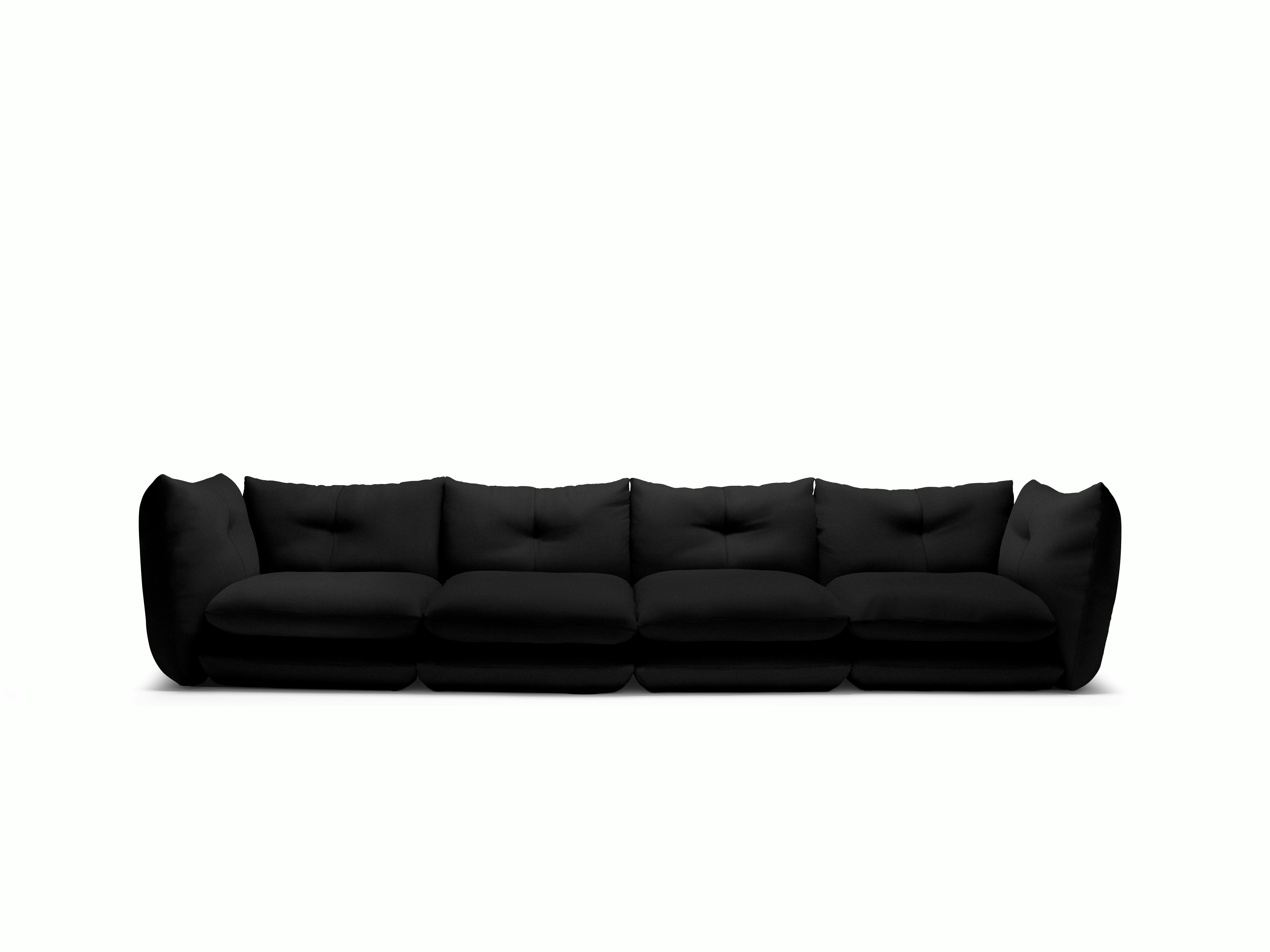 Pillo Sofa -  Four Seater,  Standard or Deep,  Iseo,  Black