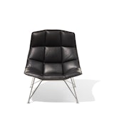 Jehs+Laub tan leather Lounge Chair with polished chrome wire base