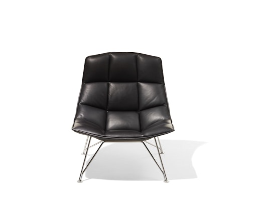 Jehs+Laub Lounge Chair Jehs+Laub tan leather Lounge Chair with polished chrome wire base