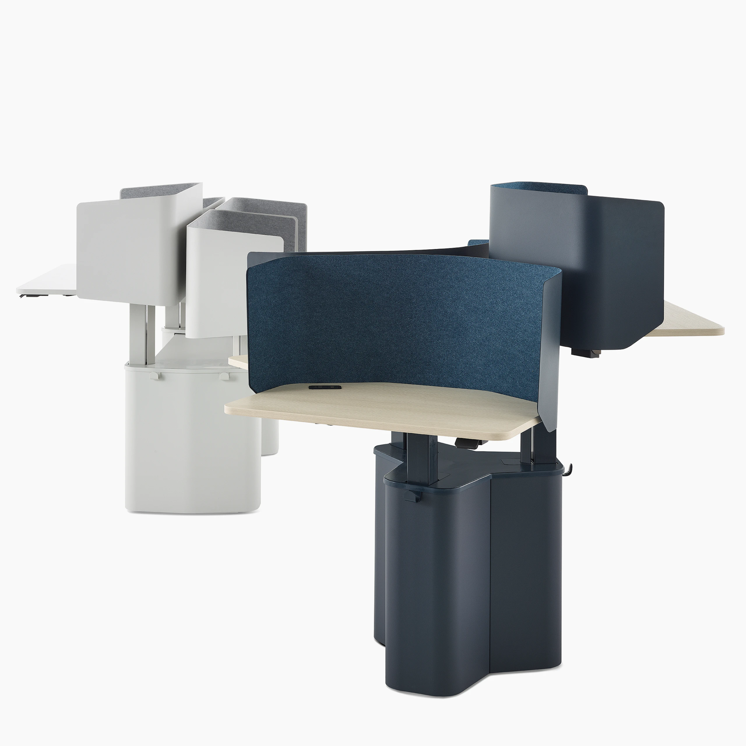 Blue 3-pack and a grey 4-pack OE1 Micro Packs viewed from front and side angles.