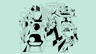 An illustration representing change on a green background.