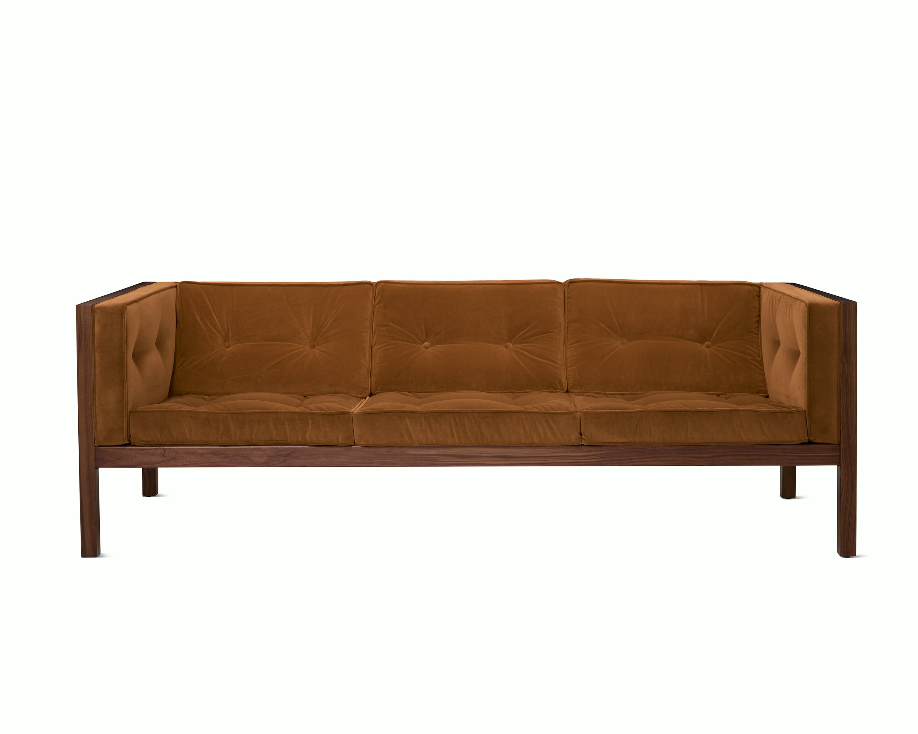 Nelson Cube Sofa in velvet and walnut