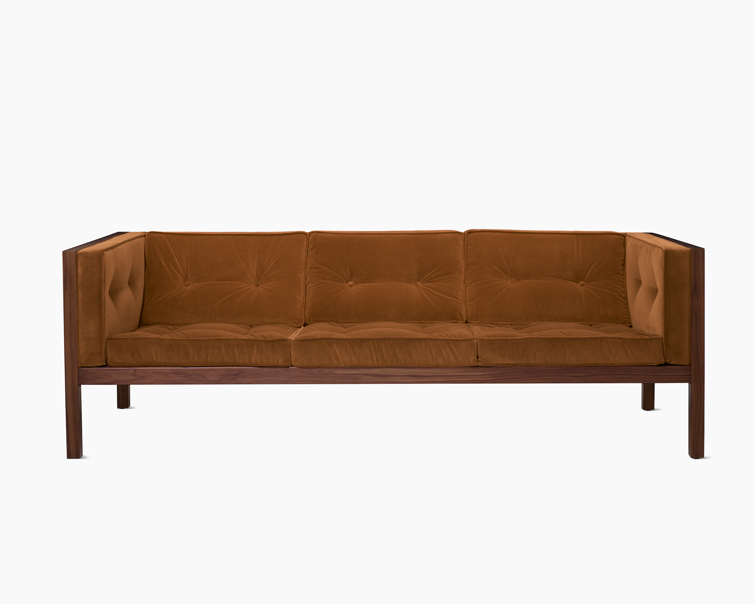 Nelson Cube Sofa in velvet and walnut