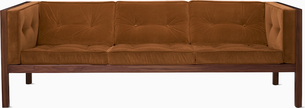 Nelson Cube Sofa in velvet and walnut
