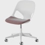 White task chair with a beige/purple seat pad
