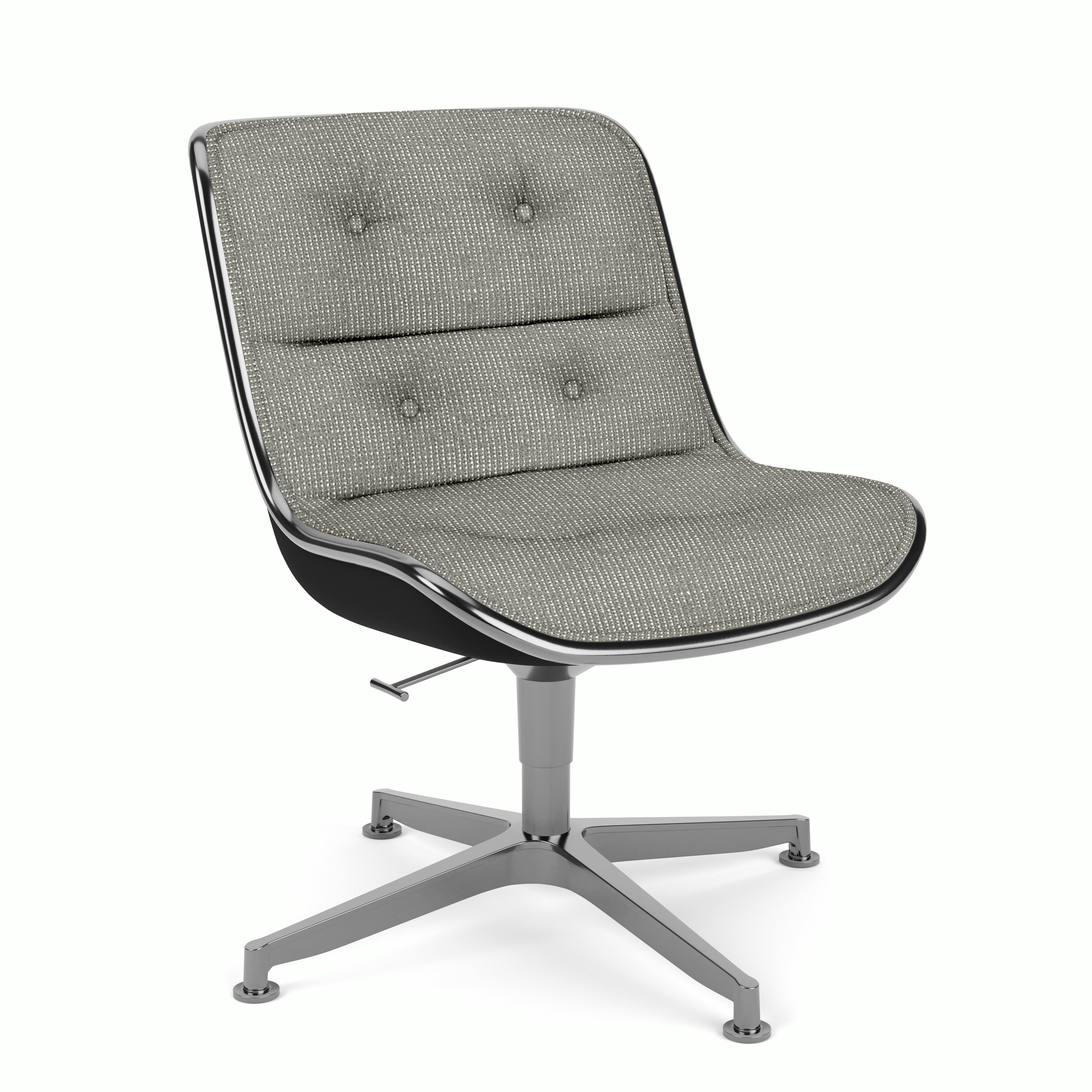 Pollock Executive Side Chair - 4 Star,  Polished Aluminum,  Prestini,  Gray and White