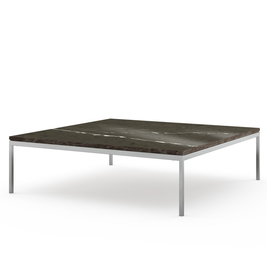 Florence Knoll Square Coffee Table - Low, 47 x 47, Polished Grigio Marquina, Polished Chrome