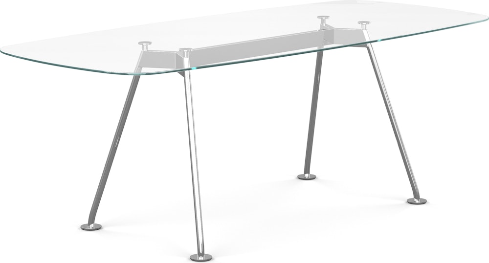 Grasshopper Dining Table - Rectangular,  79",  Clear Glass,  Polished Chrome"