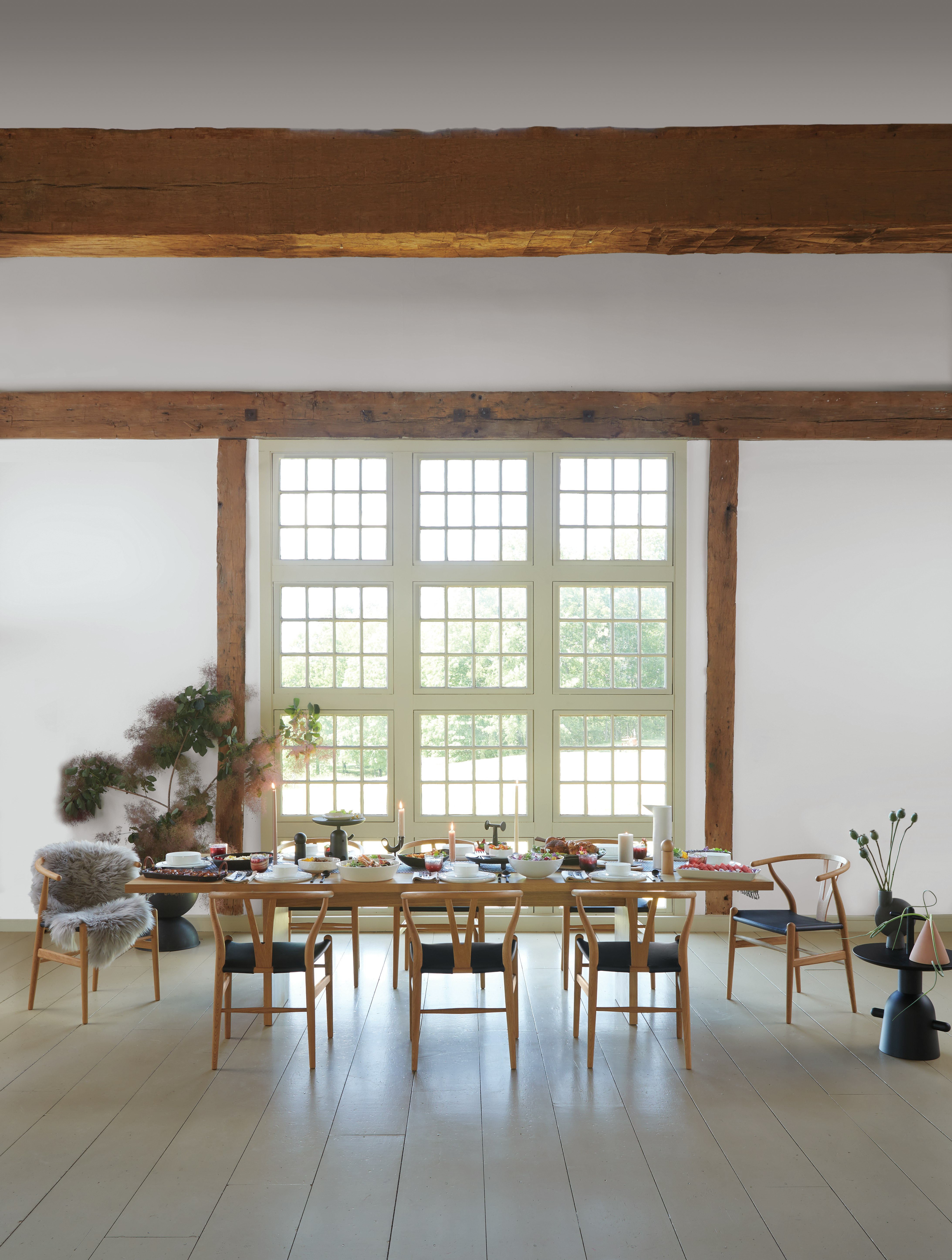 CH24 Wishbone Chair Leather Seat 