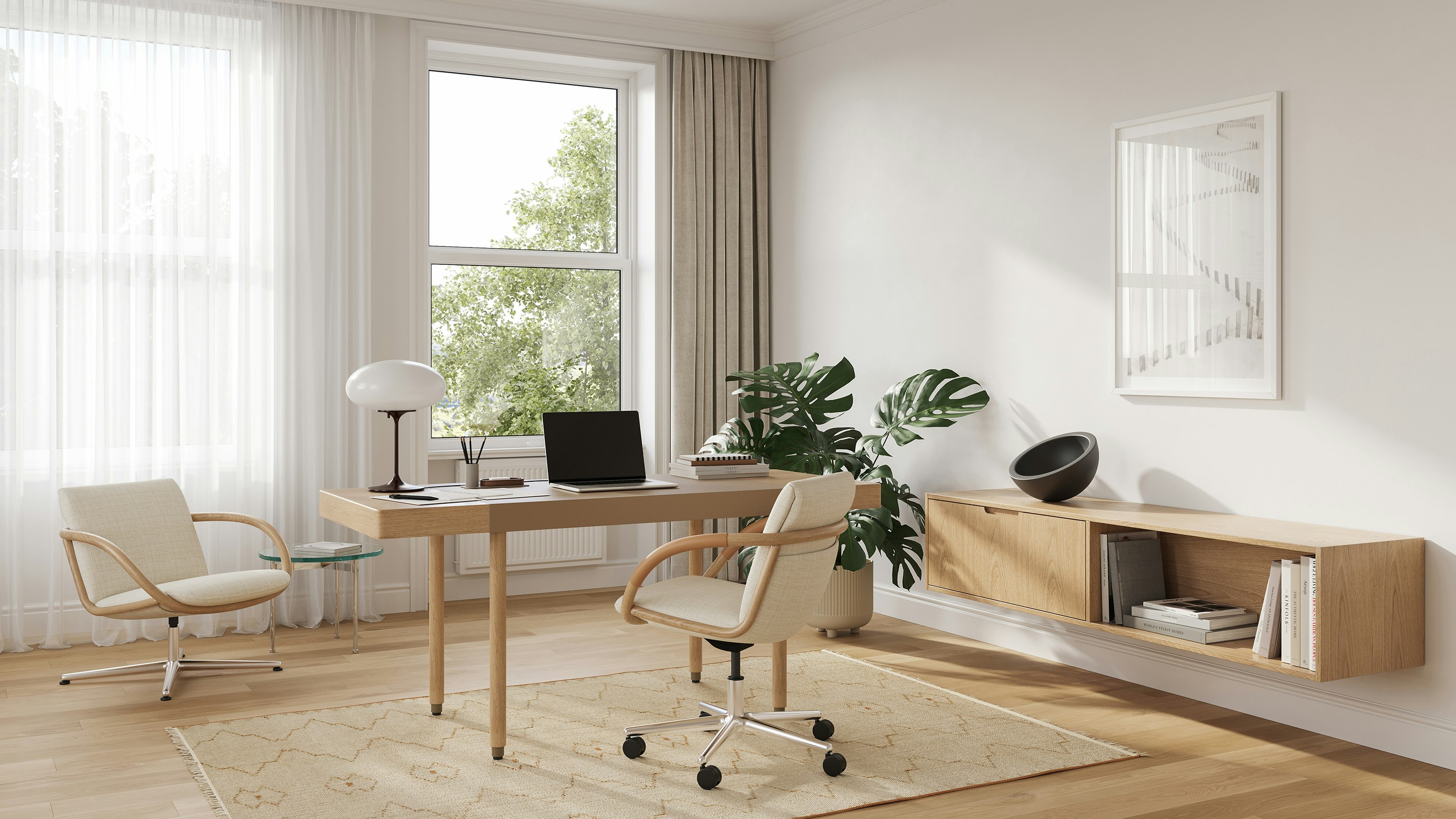 New Canaan Leatherwrap Sit-to-Stand Desk, Geiger | MillerKnoll