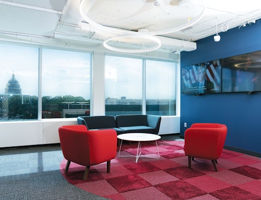 Knoll Works 2021 | Capitol Projects rockwell unscripted modular lounge club chairs wood base occasional table wire base