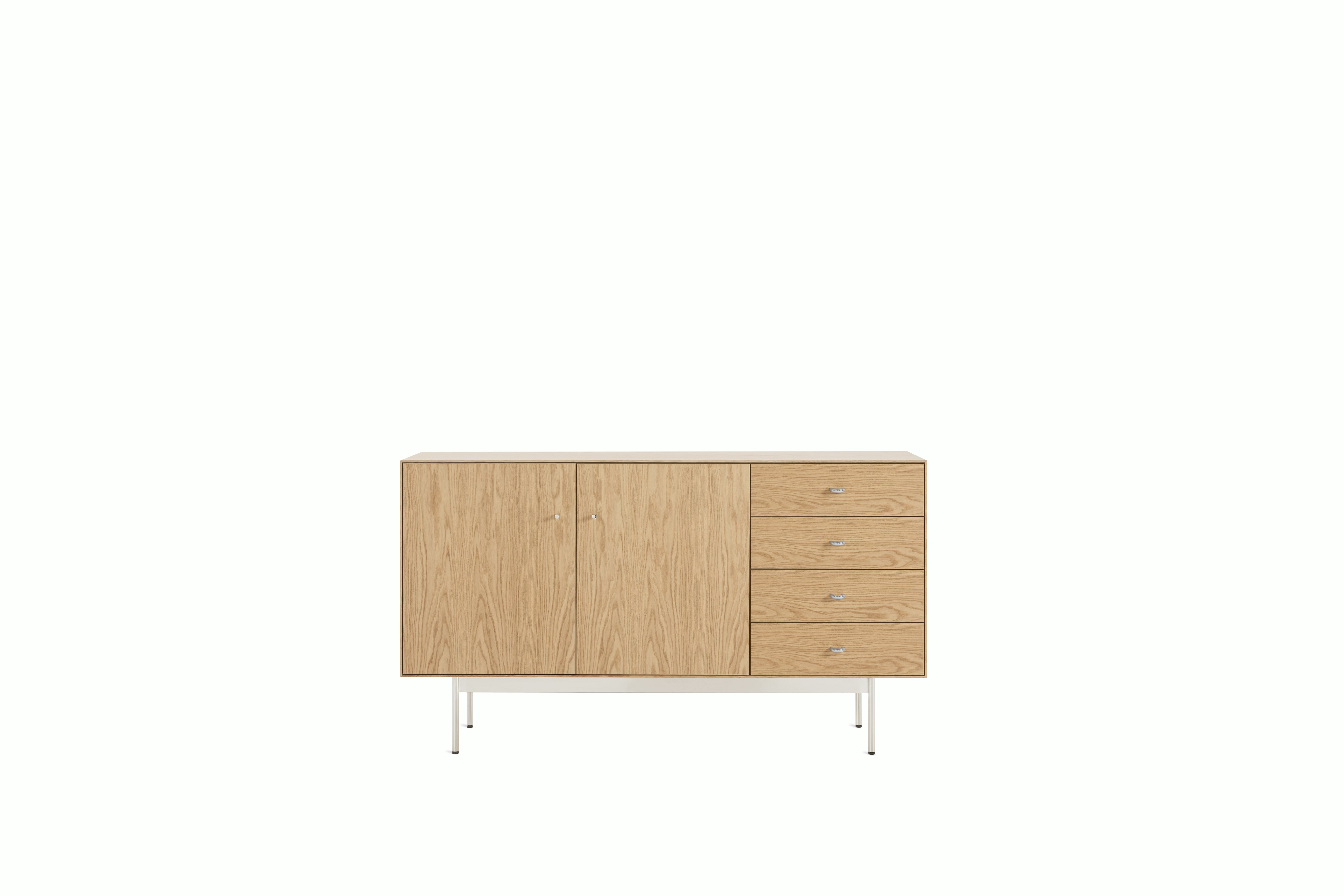 Loop Credenza,  oak,  chrome
