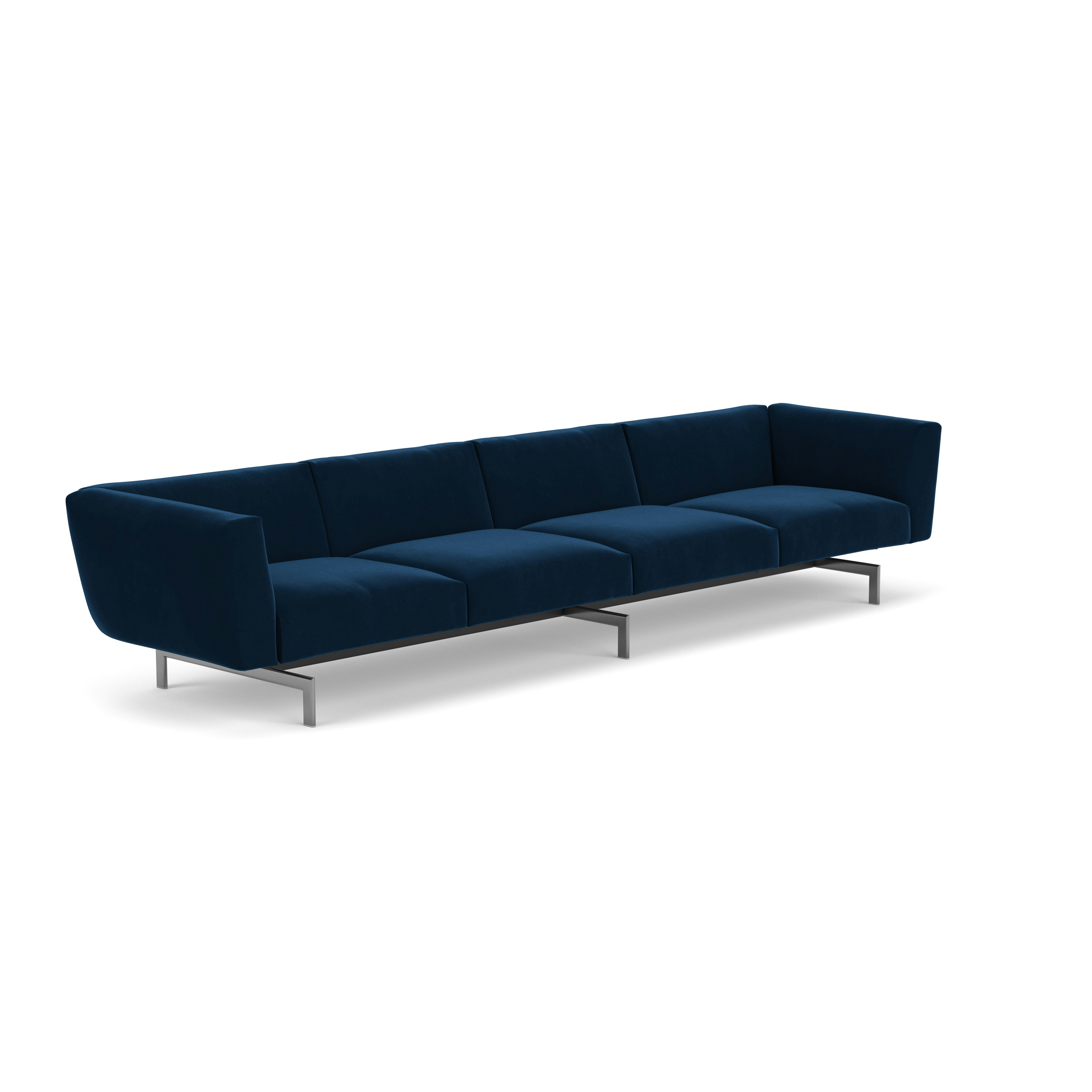 Avio Sofa - Four Seater, Knoll Velvet, Aviator, Polished Chrome