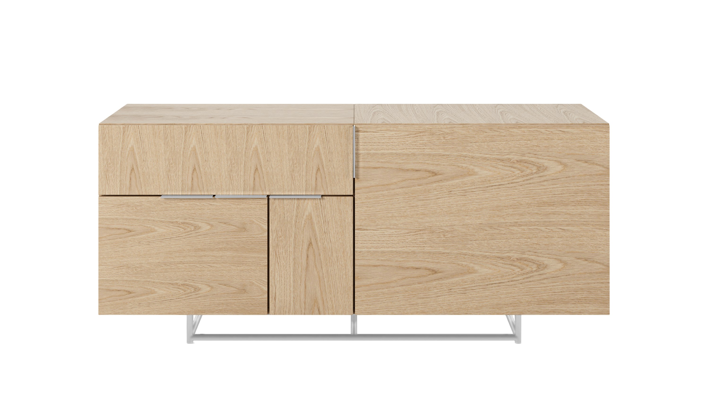 Domino Credenza - chrome,  oak