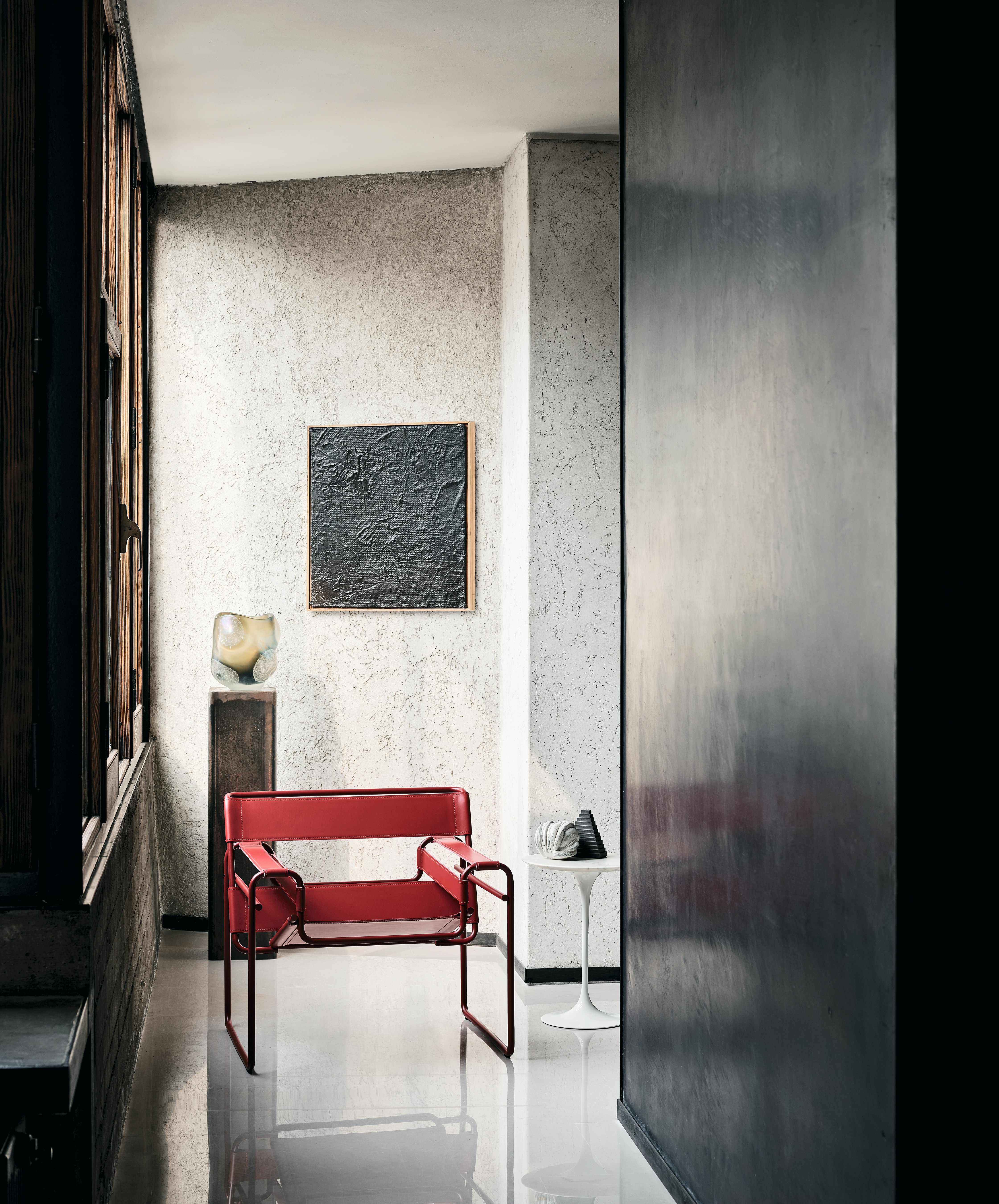 Wassily Chair in Red Belting Leather and Dark Red Ultra Matte Frame