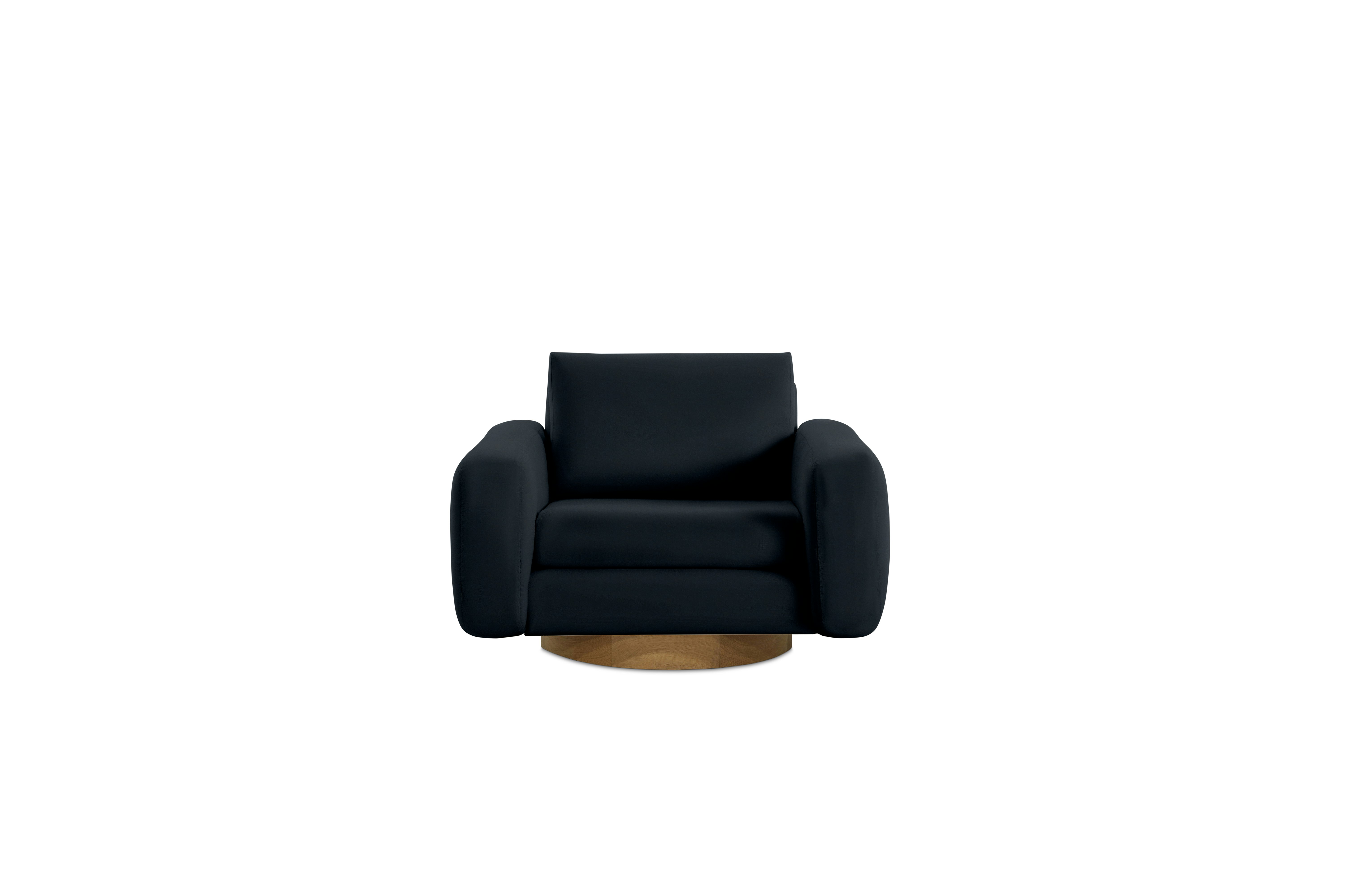 Mesa Lounge Swivel Chair - Marquis Velvet,  Midnight,  Walnut