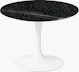 Saarinen Low Side Table - 20",  Round,  Granite,  Black Andes,  White"