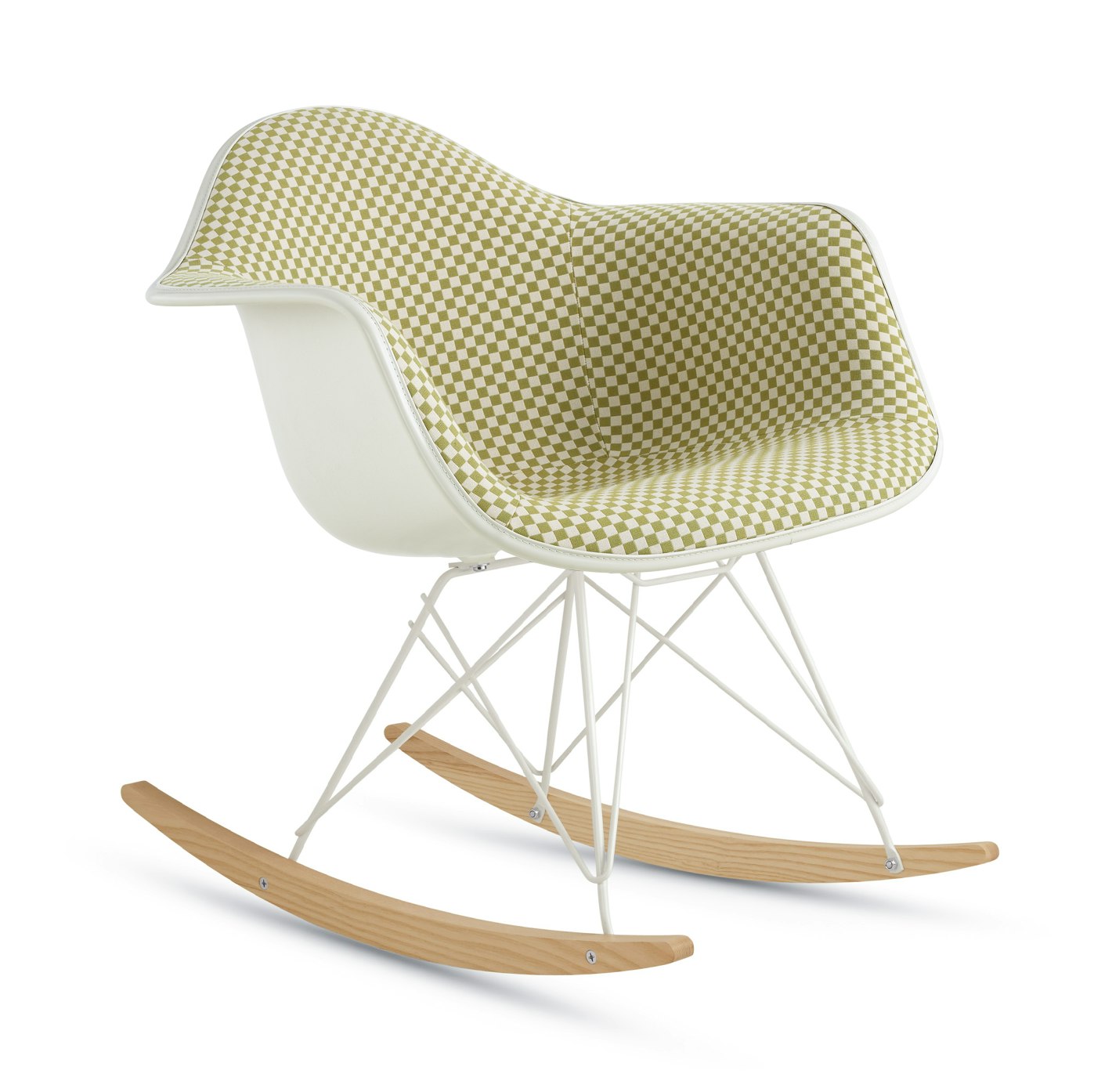Eames Upholstered Molded Plastic Armchair, Rocker Base