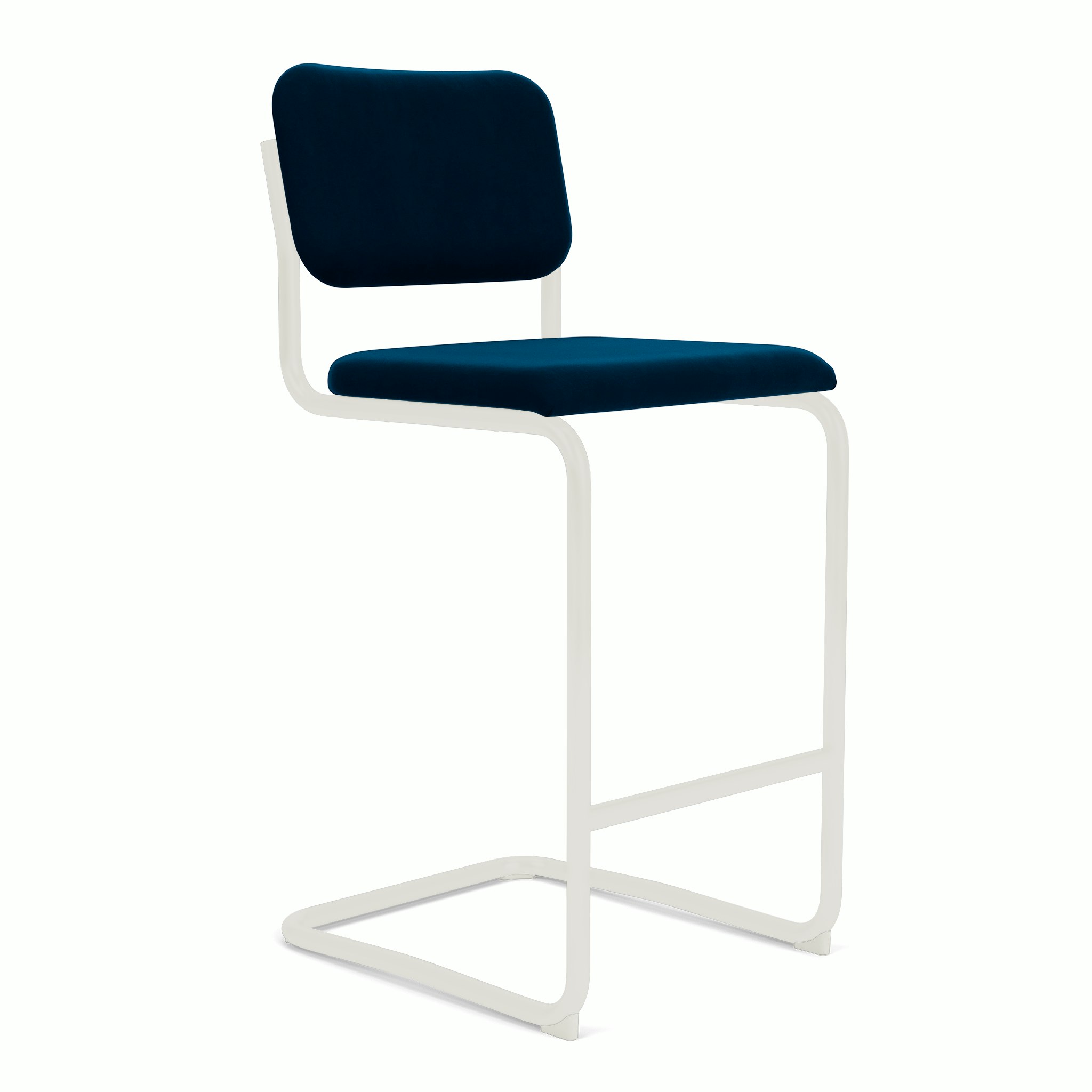 Cesca Upholstered Stool - Bar Height ,  Fully upholstered,   Knoll Velvet,  aviator,  white frame