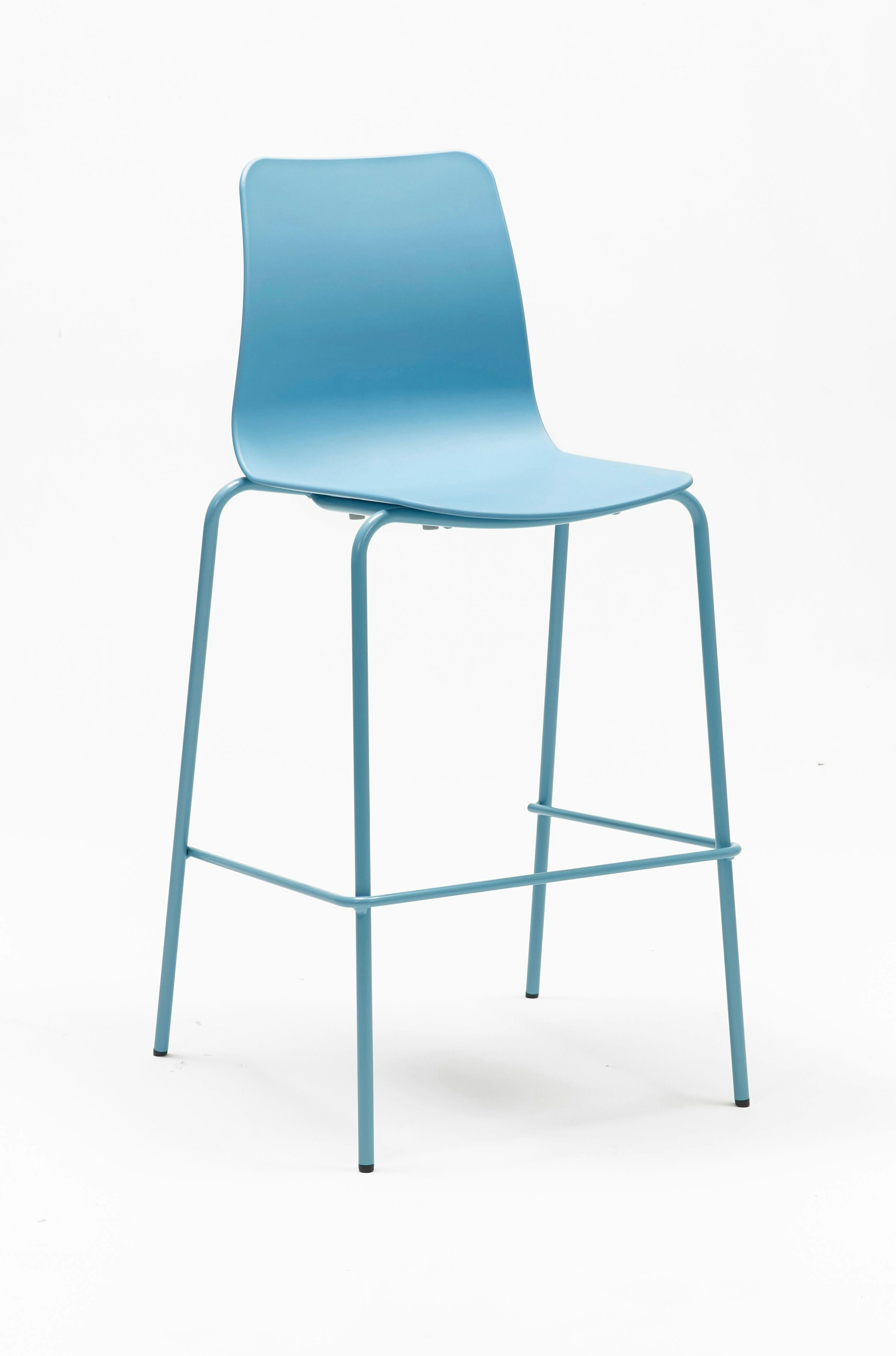 An all blue Polly Stool, viewed at an angle.