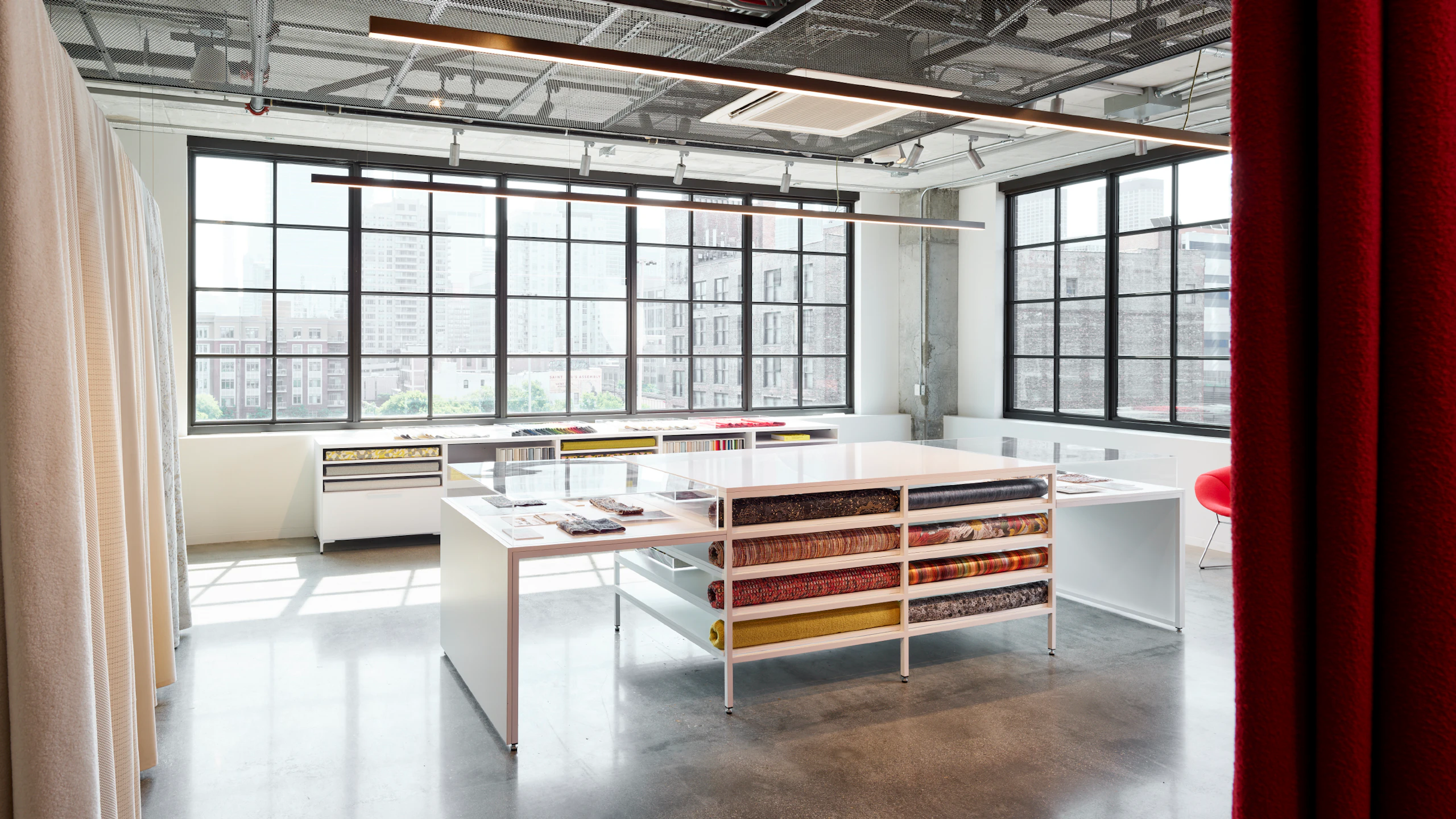 An interior image of the Knoll Textiles showroom at Fulton Market in Chicago.