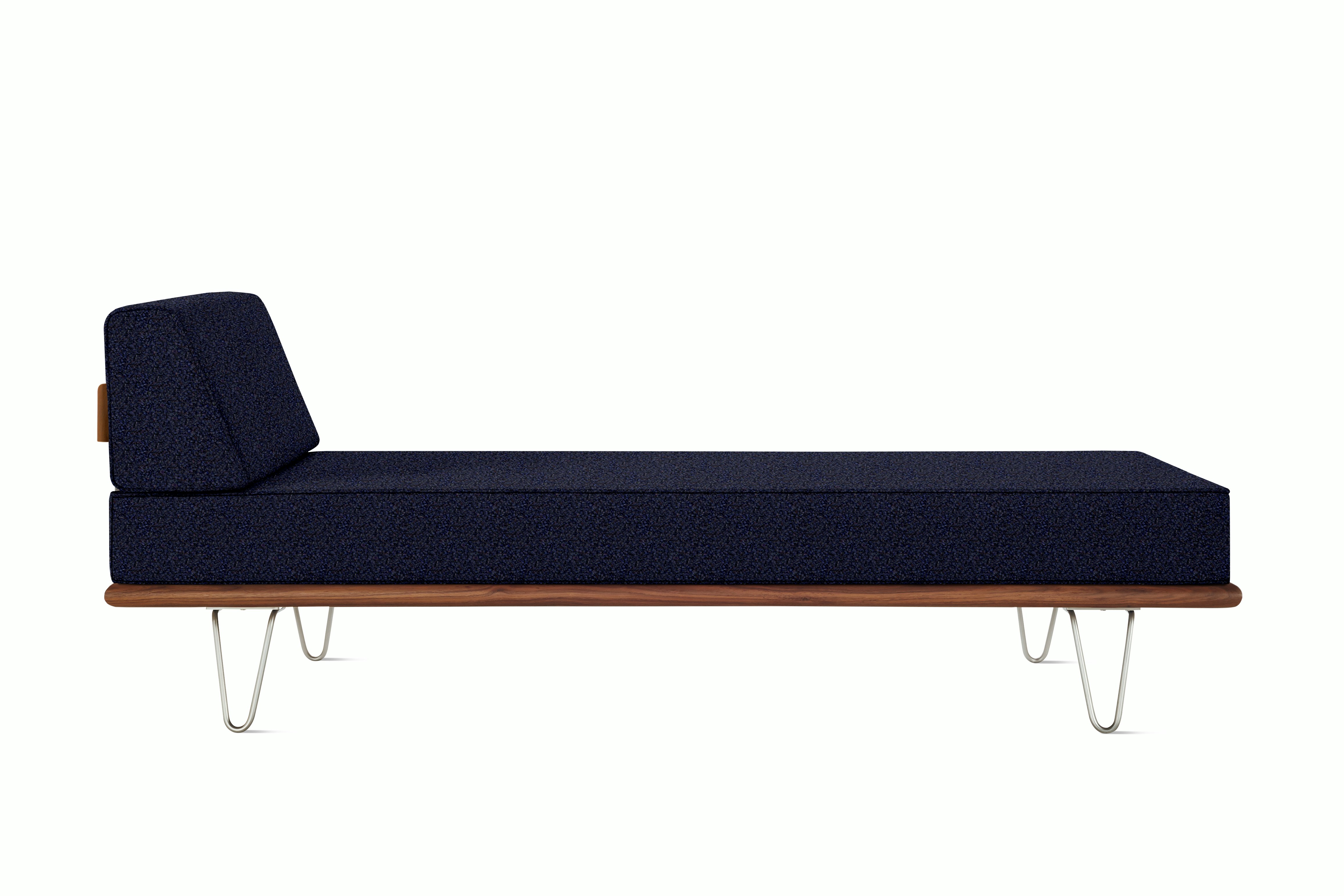 Nelson Daybed - Side Bolster,  Walnut,  Whim,  Navy,  Hairpin