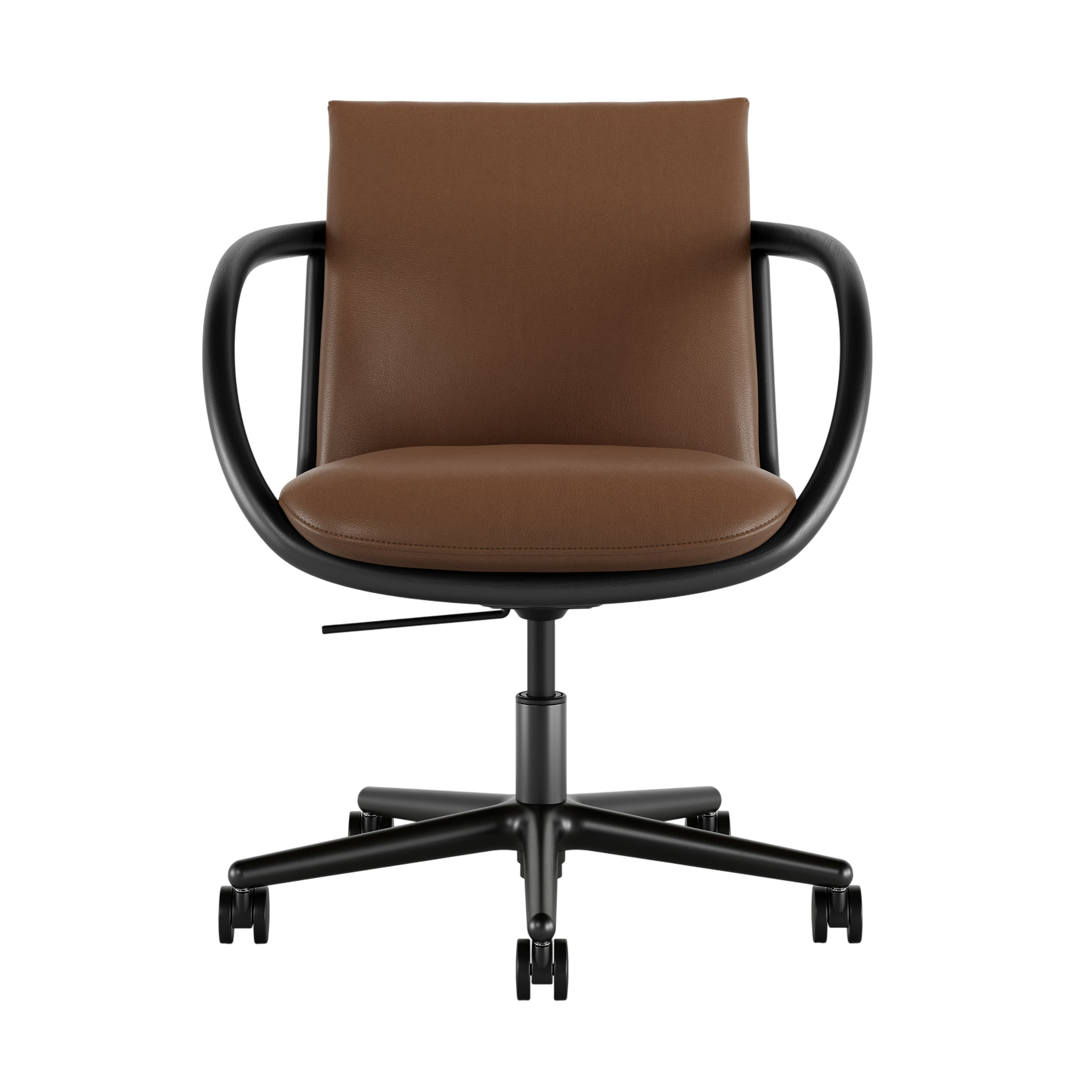 Full Loop Task Chair - Prone Leather Ledge,  Ebony,  Black
