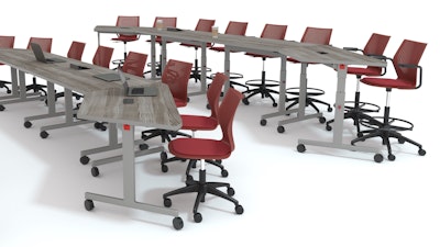 Two rows of Pixel Training Tables on a white background
