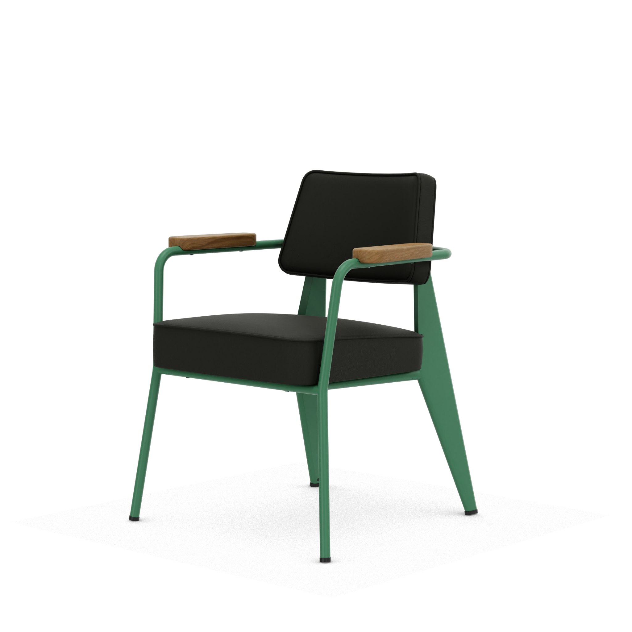 Fauteuil Direction - Leather Premium F,   Nero,   Ble Vert,   Natural Oak,   Hard Glides