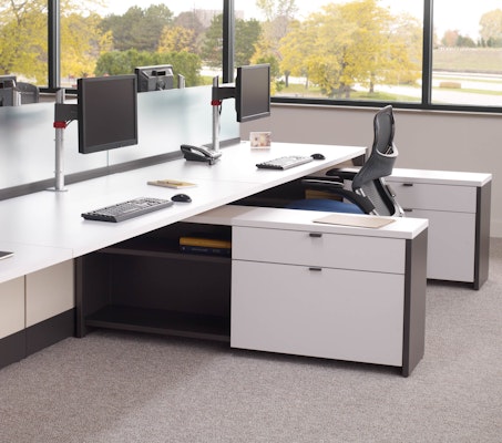Dividends Skyline credenza with bow drawer and Generation by Knoll