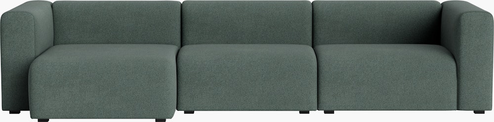 Mags Wide Chaise Sectional - Left, Pecora, Green