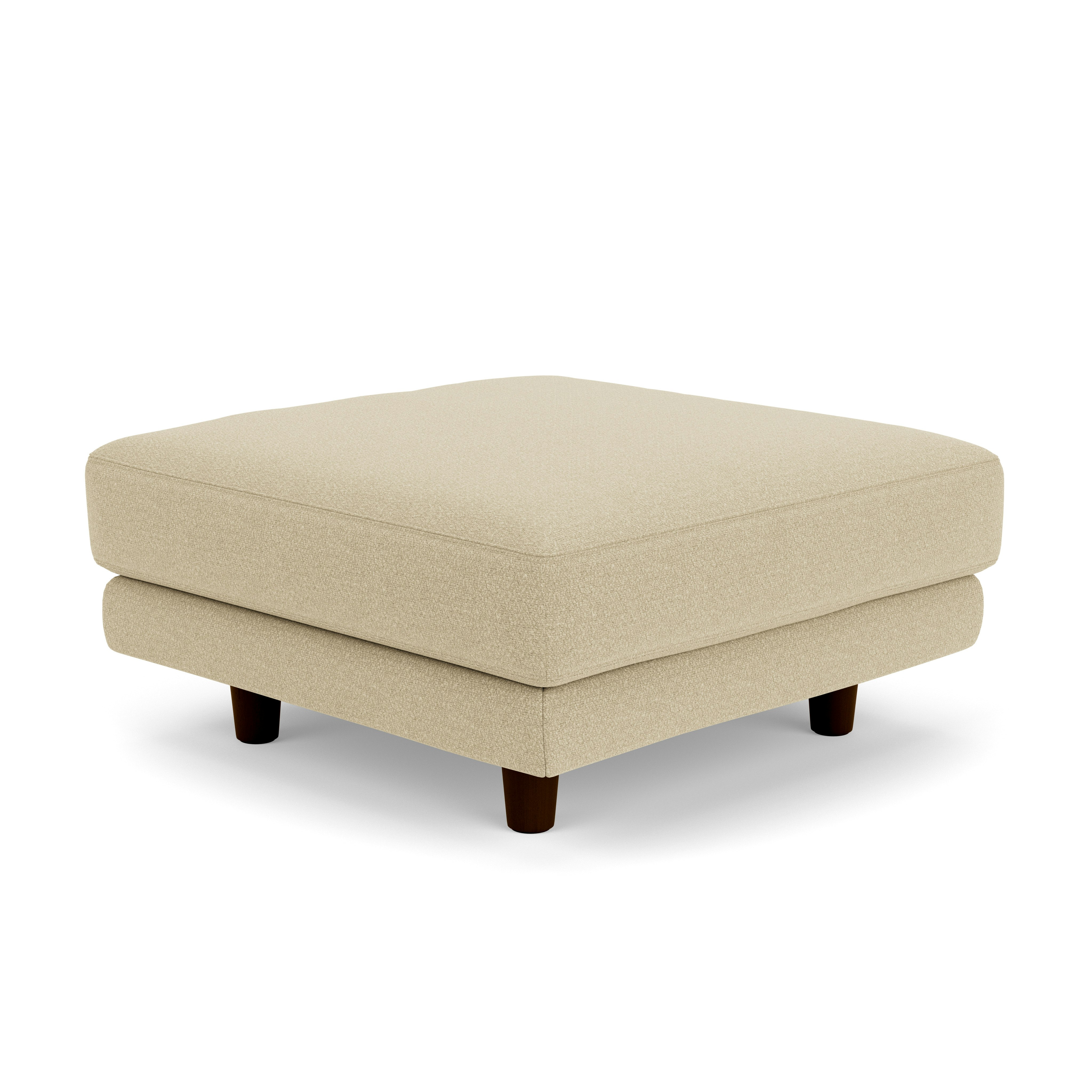 D'Urso Ottoman - Knoll Boucle, Neutral, Burnt Walnut on Oak