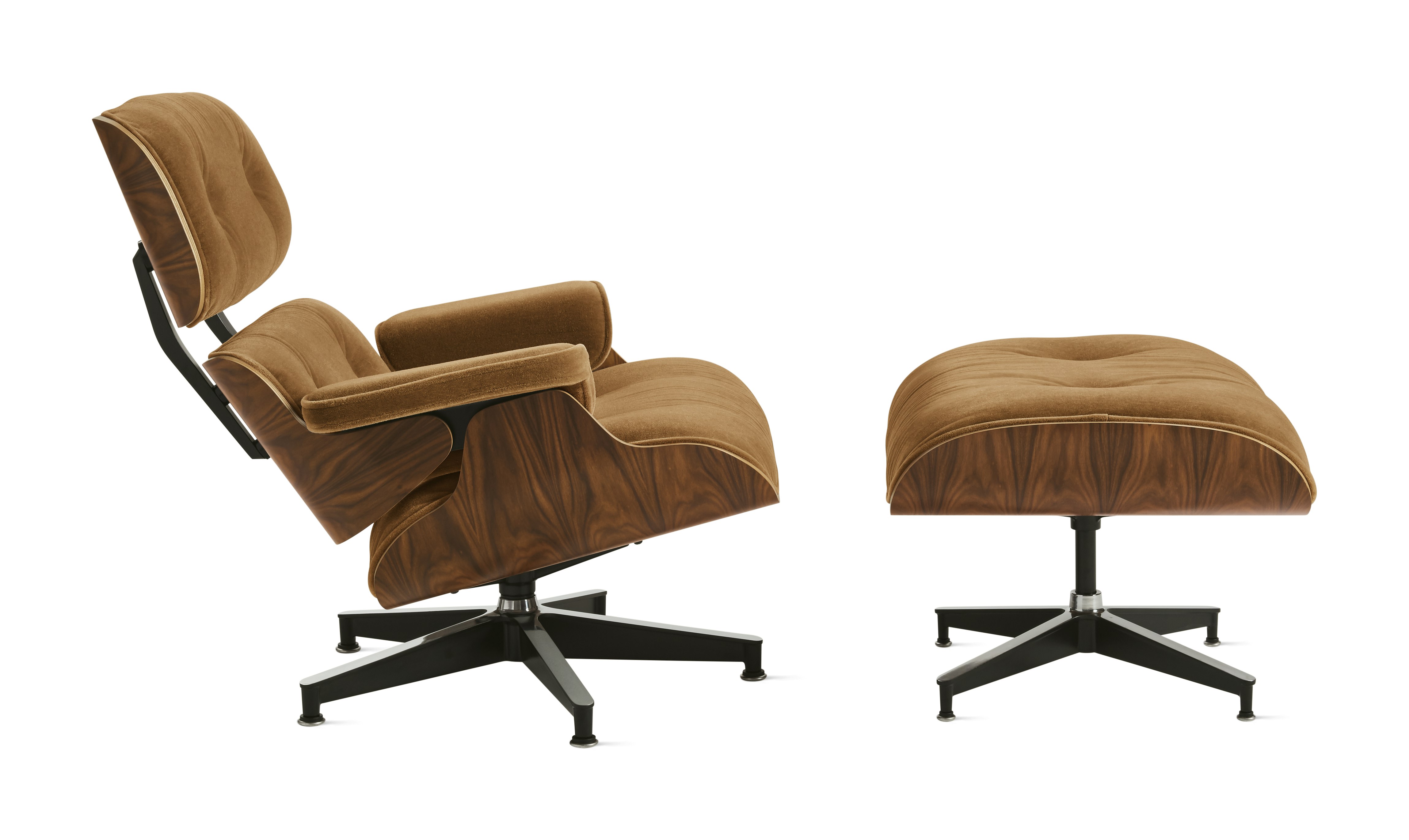 Eames Lounge & Ottoman  - Oiled Walnut,  Mohair Supreme,  Penny