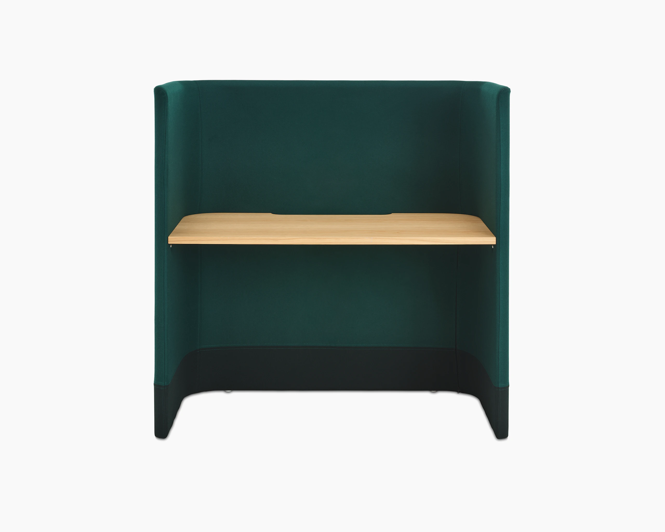 Whitesweep of Pullman Desk upholstered in dark green fabric with an oak desk.