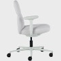 Side view of a mid-back Asari chair by Herman Miller in light grey with height adjustable arms.