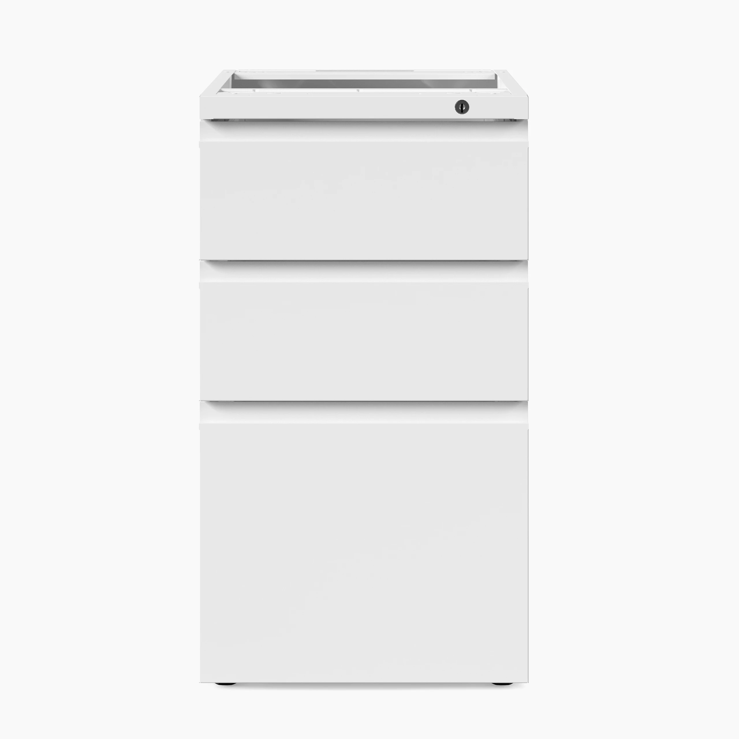 White Series 2 floorstanding pedestal storage viewed from the front.