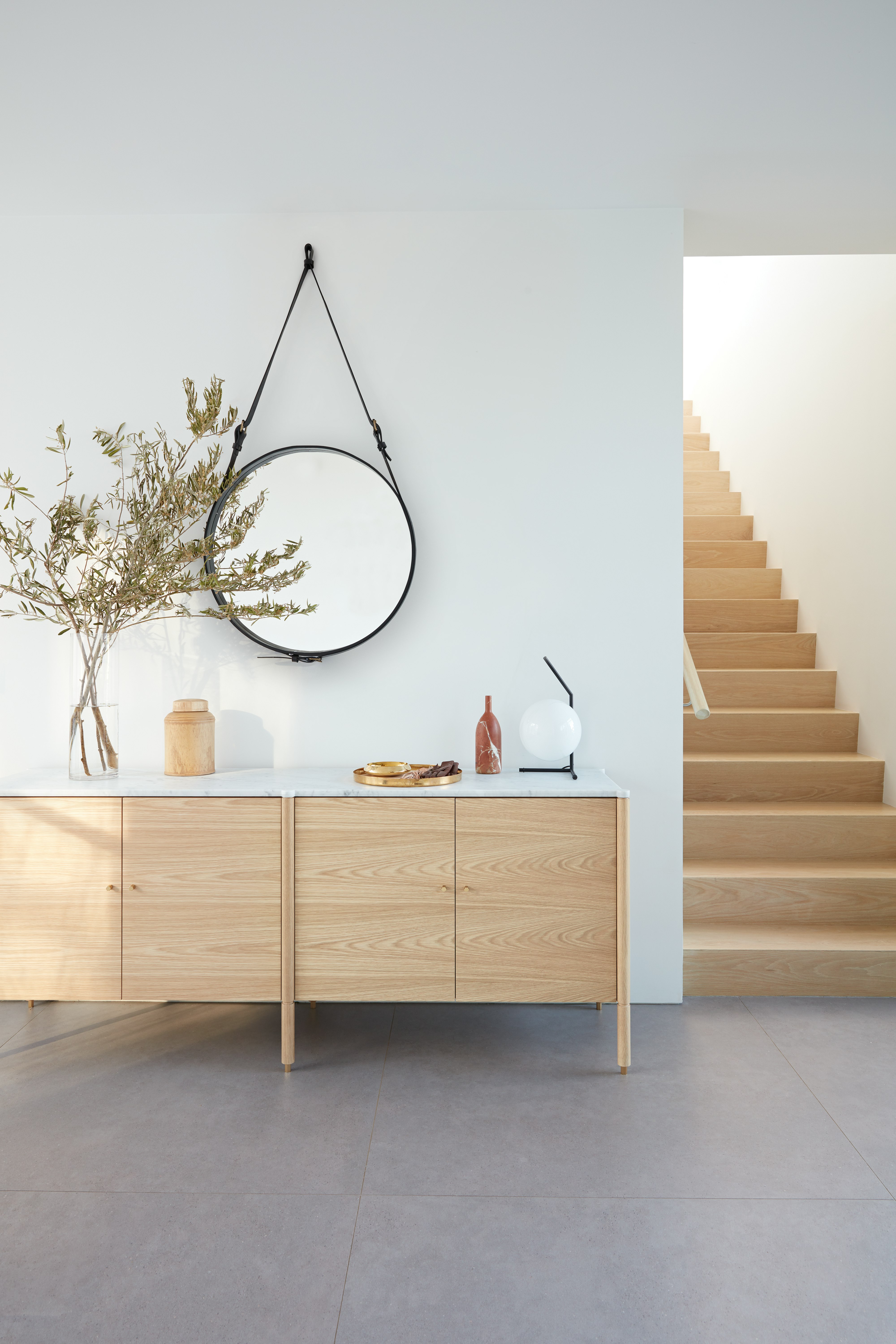Morrison Credenza with Adnet Round Mirror